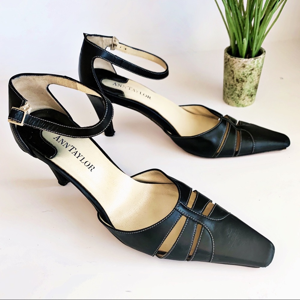 Ann Taylor Black Pumps with ankle strap